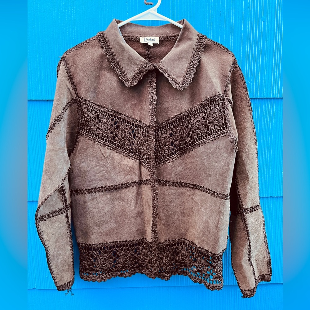 Suede Crochet Jacket